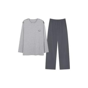 Montagut Pajama Set Autumn And Winter Season Unisex 2 Pack Gray/Orange