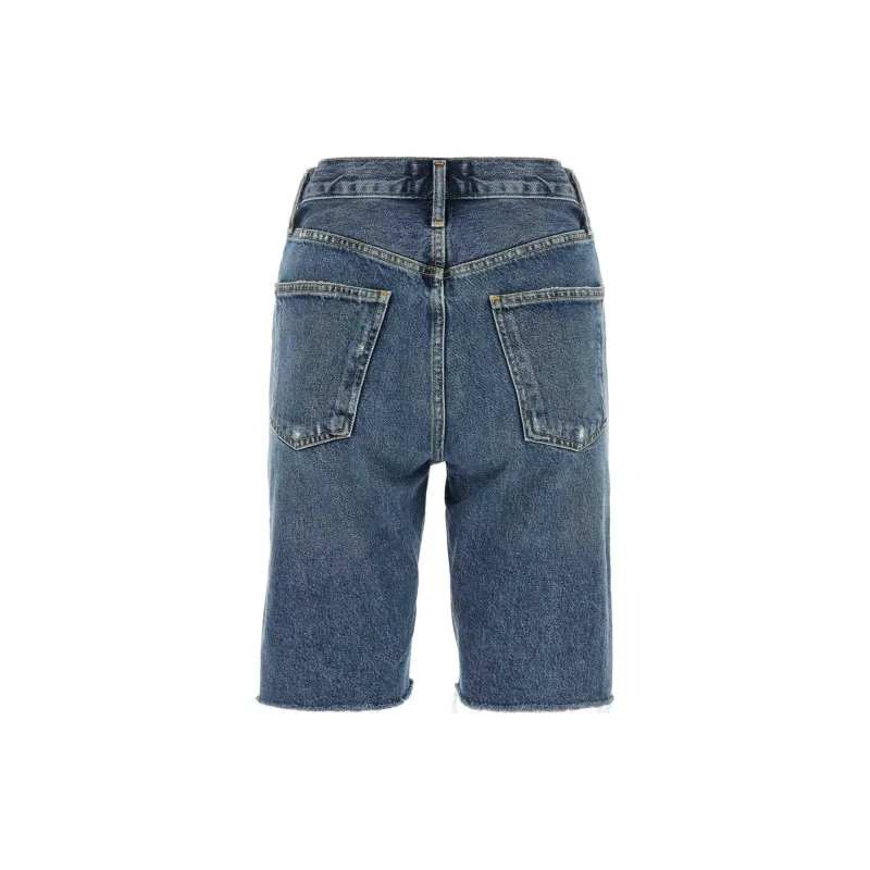 AGOLDE Knee Length Straight Fit Denim Shorts-1