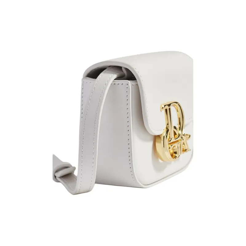 DEGAIA Cow Leather Crossbody Bag Shoulder Bag Small Size Women's Black And White/Raw White/Rose Red-6