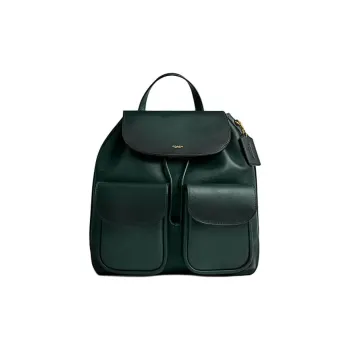 COACH Crosby Cow Leather Backpack Large Size Women's Jungle Green