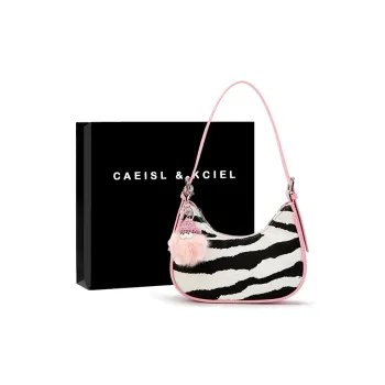 CAEISL&KCIEL PU Crescent Bag Shoulder Bag Regular Women's Zebra Print Pink