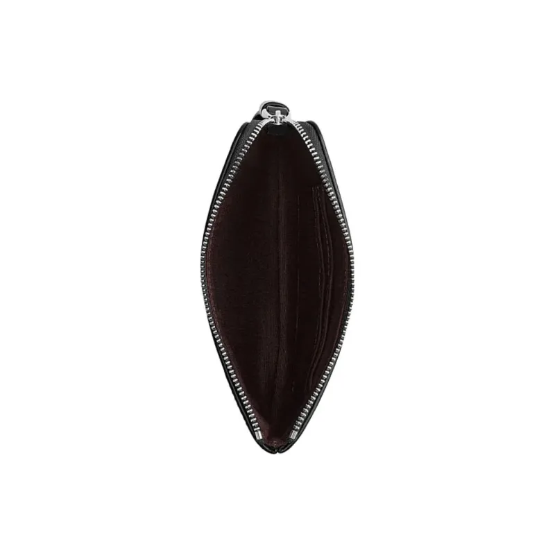 COACH Corner Zip Cow Leather Wrist Bags Clutches Small Size Women's Black-1