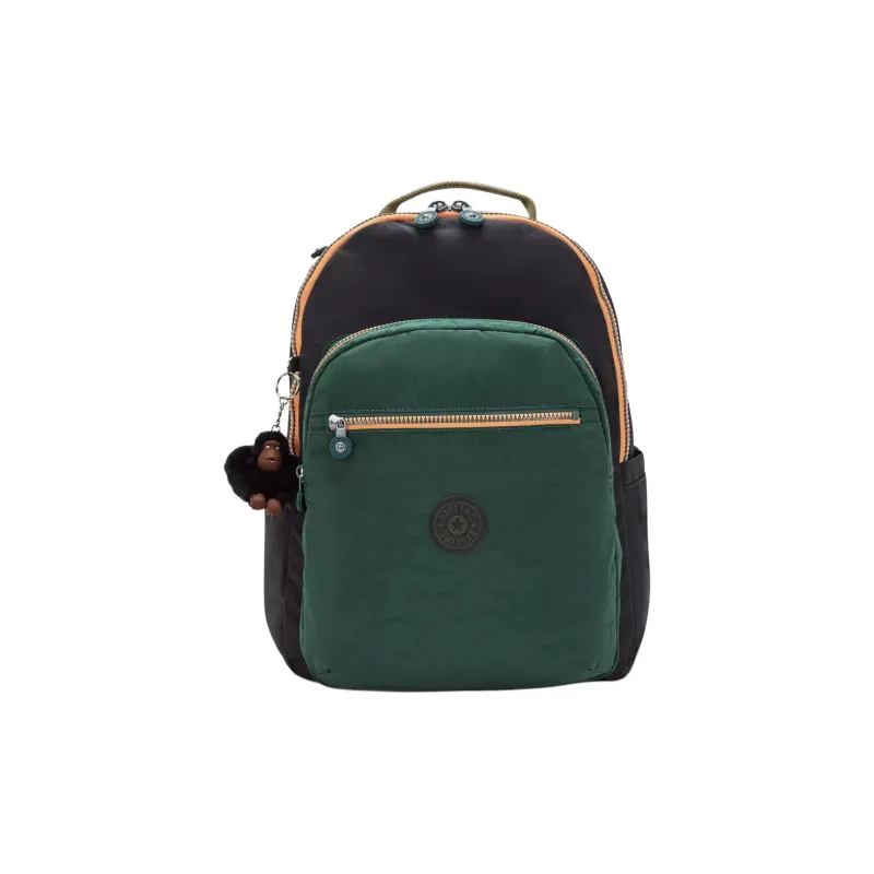 Kipling Nylon Backpack Large Size Unisex Green & Black-0