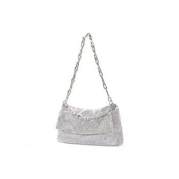 AT CHERINE Czech Drills Shoulder Bag Women's Bright Flash Silver/Midnight Black/Vibrant Gold