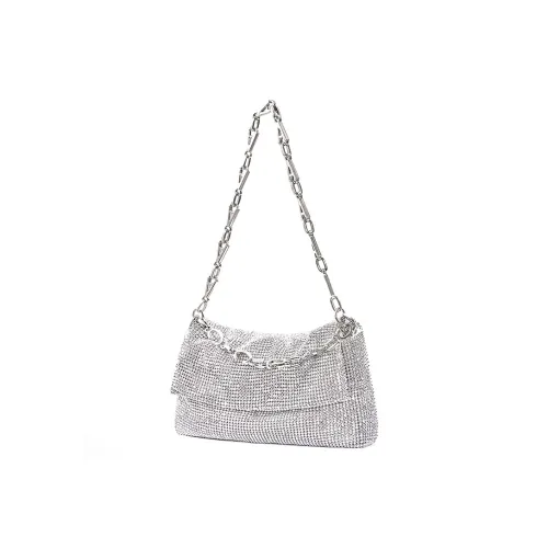 AT CHERINE Czech Drills Shoulder Bag Women's Bright Flash Silver/Midnight Black/Vibrant Gold