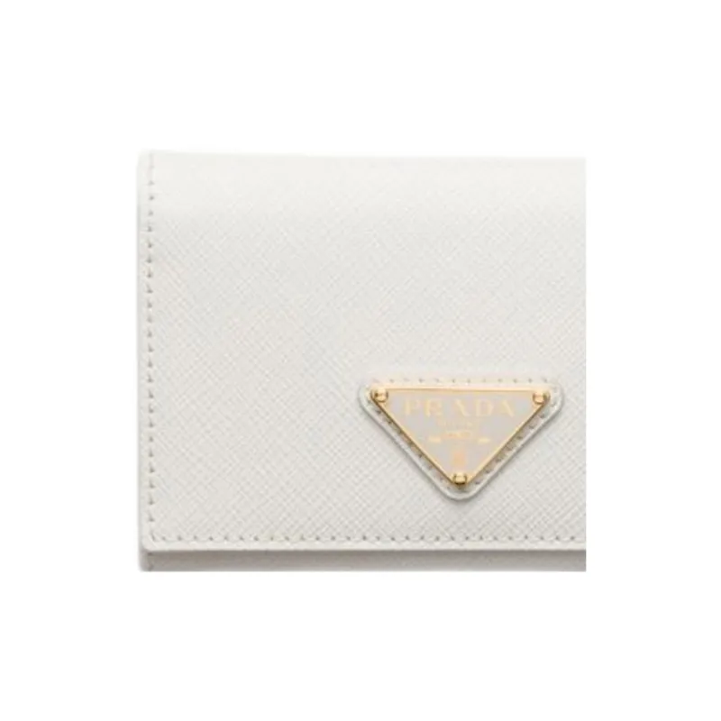 PRADA Leather Card Holder Women's White-3