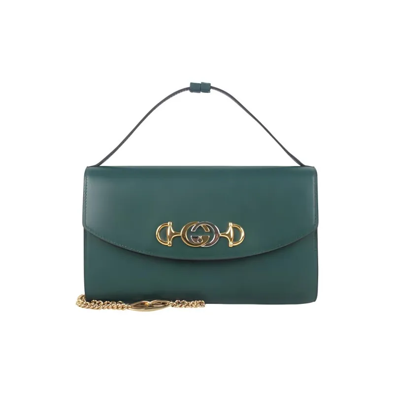 GUCCI Zumi Leather Portable Crossbody Bag Shoulder Bag Women's Green-0
