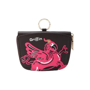 The British Museum Synthetic Leather Keychain Card Holder Pendant Coin Purse Regular Unisex Brown/Pink