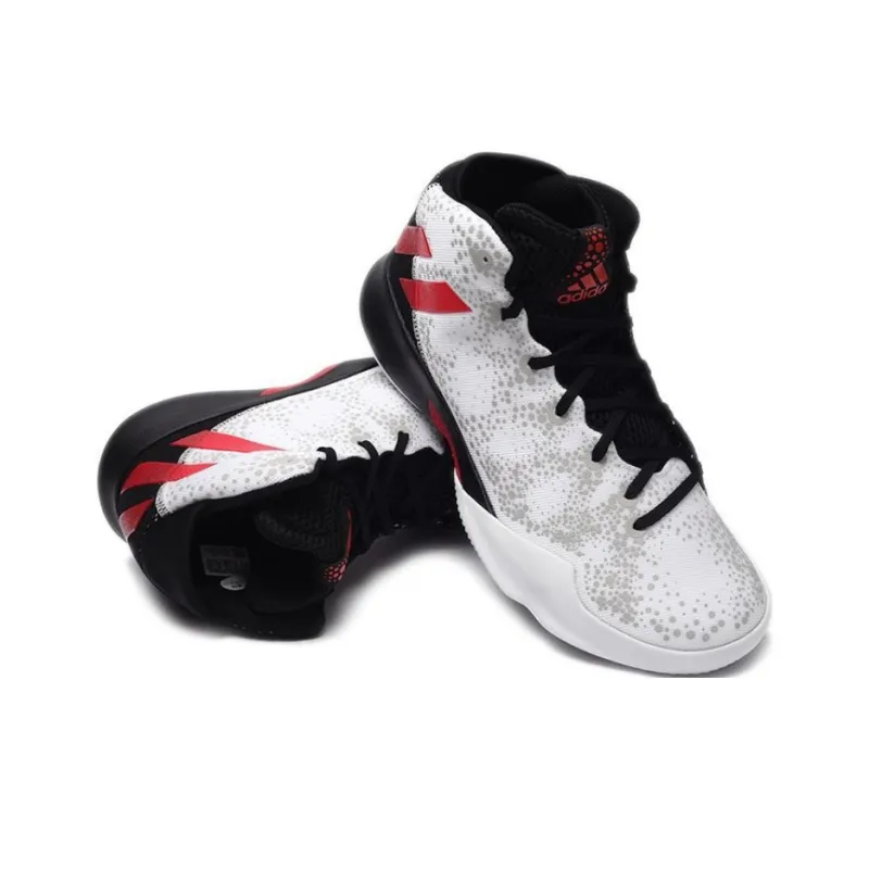 Adidas Crazy Heat Anti-Slip Wear-Resistant High-Top Basketball Shoes Men's White Red-2