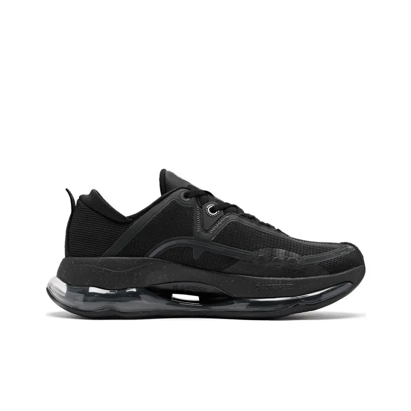QIAODAN Cushioned Slip Resistant Low Top Casual Running Shoes Men's Black Silver-1