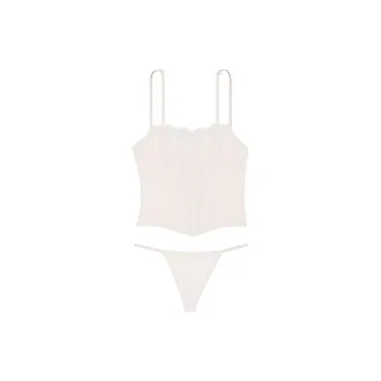 Victoria's Secret 24 Big Show Collection Very Sexy Twinkle Strap Lace Pajama Set Women's Coconut White