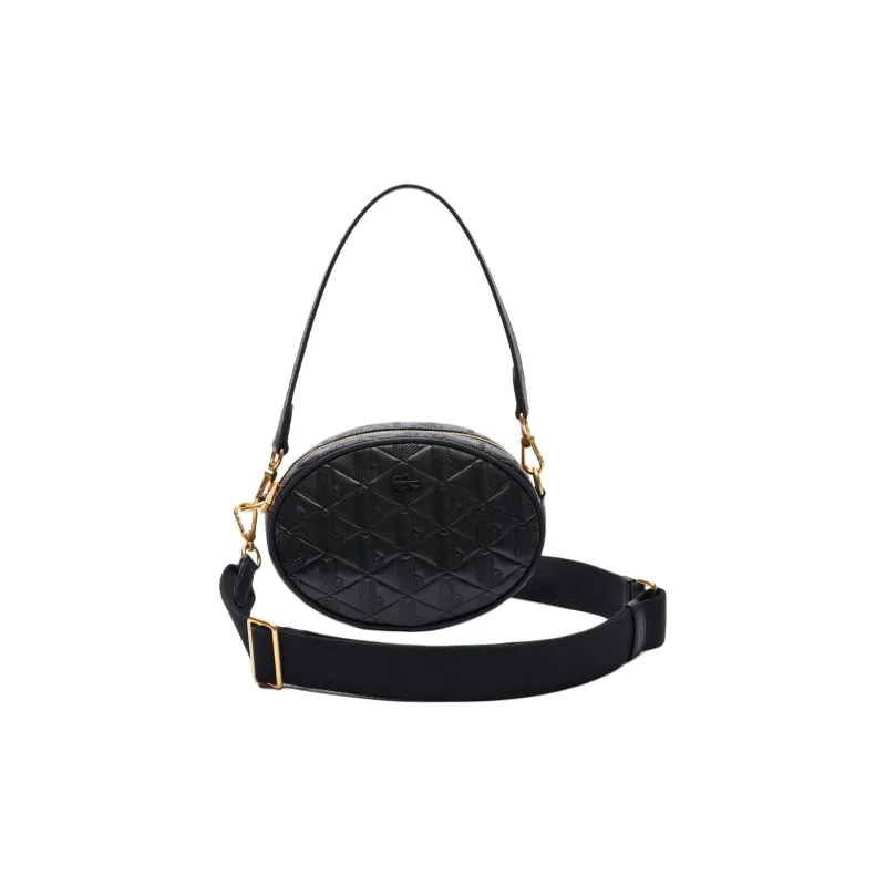 LACOSTE Cow Leather Handbag, Shoulder Bag Women's Black-1