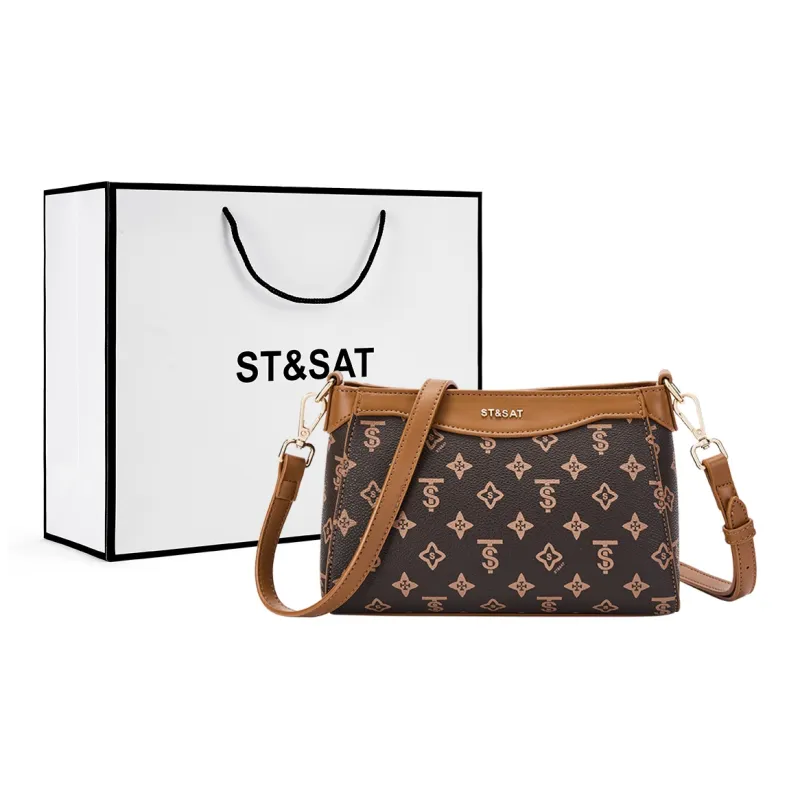 ST&SAT PVC Shoulder Bag Crossbody Bag Regular Women's Beige Yellow/Coffee-4
