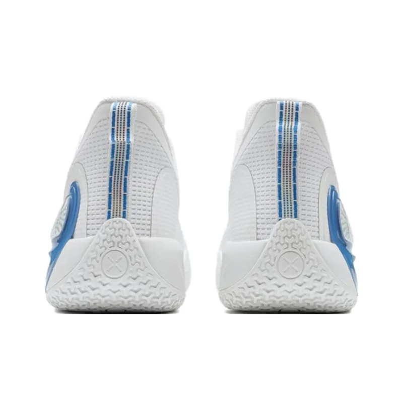 XTEP Anti-Slip Wear-Resistant Mid-Top Basketball Shoes Men's White Blue-4