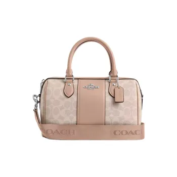 COACH Rowan Coated Canvas Shoulder Bag Crossbody Bag Handbag Women's Silver & Sand & Gray & Umber