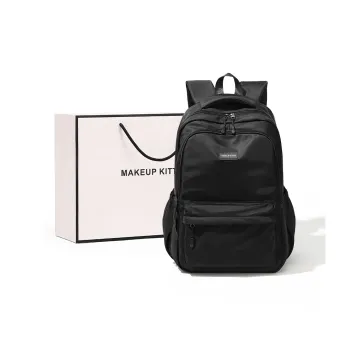 MAKEUP KITTEN Water Resistant Fabric Backpack Unisex Black/Khaki
