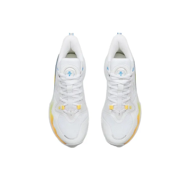 XTEP Anti-Slip Wear-Resistant Mid-Top Basketball Shoes Men's White Blue-3