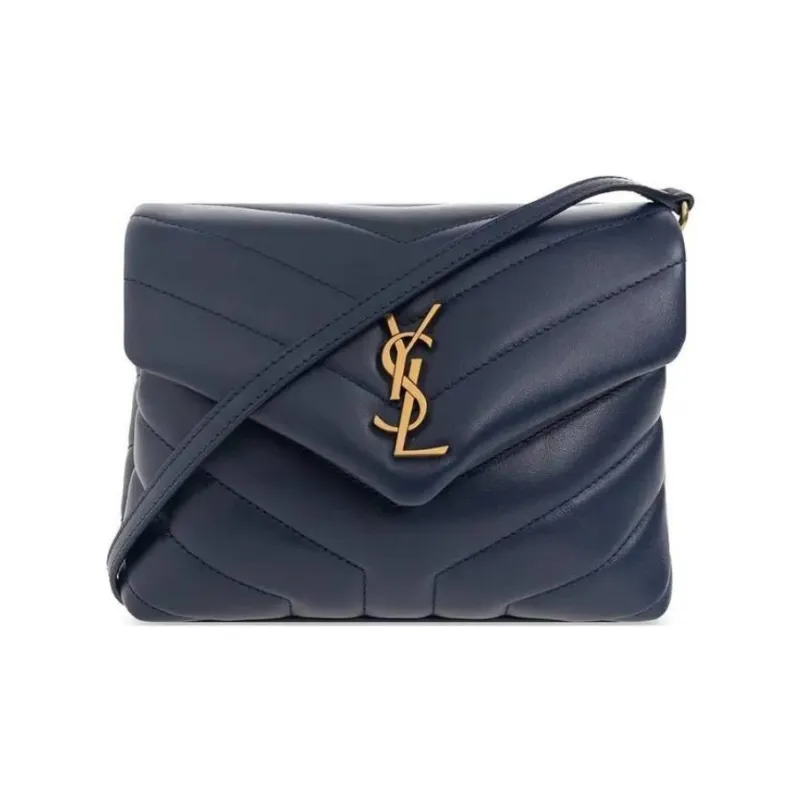 SAINT LAURENT Quilting Calfskin Crossbody Bag Women's Marine Blue-1