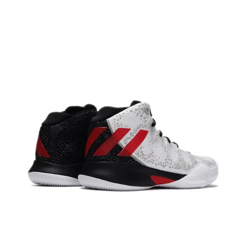 Adidas Crazy Heat Anti-Slip Wear-Resistant High-Top Basketball Shoes Men's White Red-1