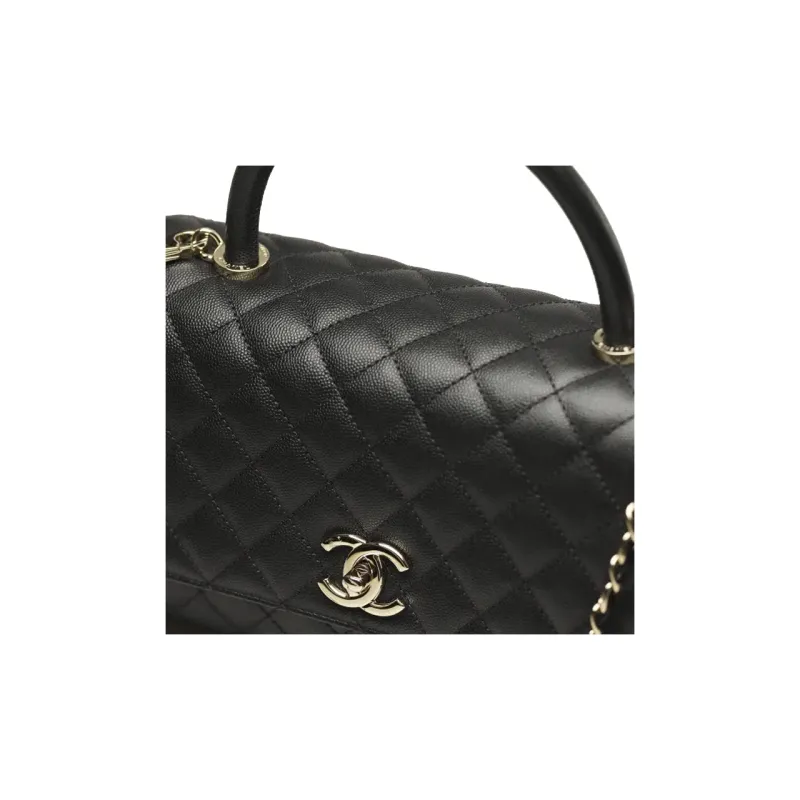 CHANEL Caviar Calfskin Shoulder Bag, Crossbody Bag, Handbag Medium Size Women's Black-4