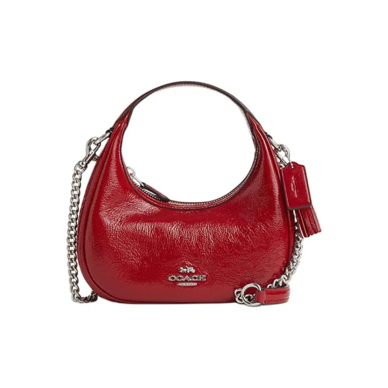COACH Cow Leather Shoulder Bag Crossbody Bag Handbag Mini Women's Red-0