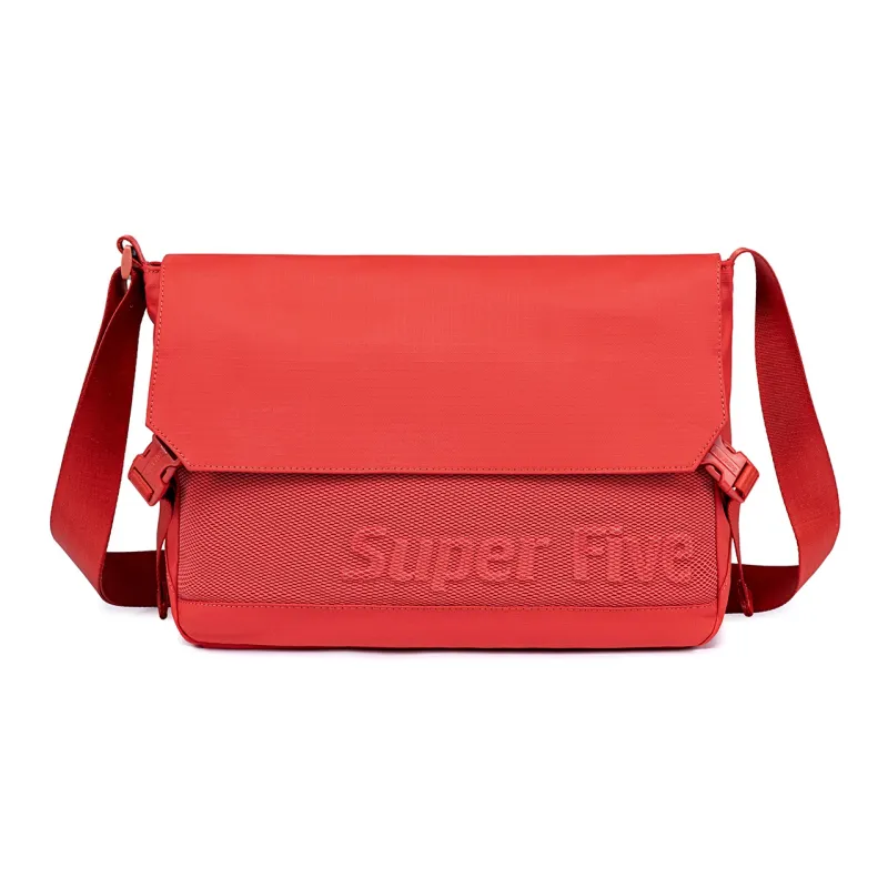 Super Five Polyester Shoulder Bag Unisex Ecru/Black/Red/Gray-15