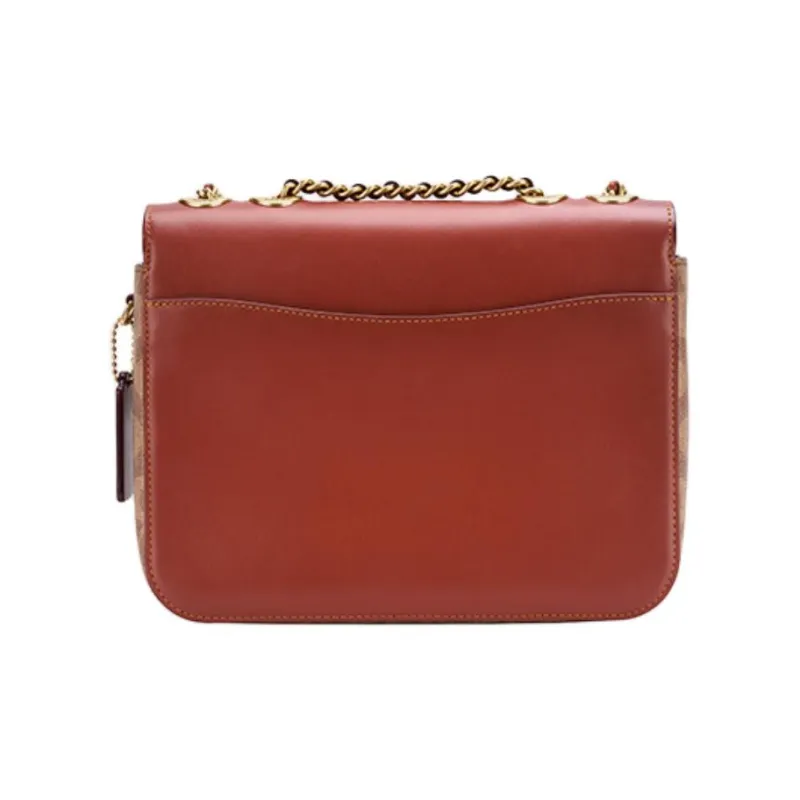 COACH Madison Cow Leather Crossbody Bag Shoulder Bag Medium Size Women's Brown Yellow And Rusty Red-2