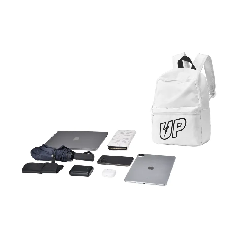 TURN UP Polyester Students Backpack Regular Unisex White-4