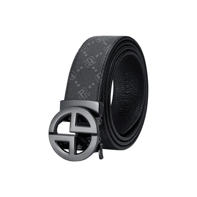 POLO Cow Leather Top Grain Cow Leather Leather Belts Men's Gunmetal Width 3.4cm-1