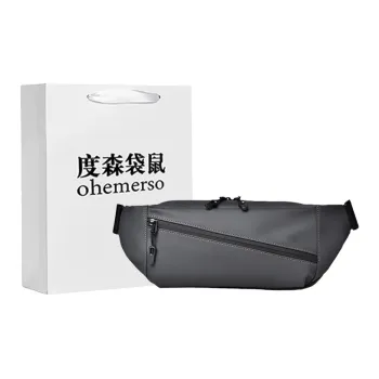 Dusen Kangaroo Nylon Sling Bag, Shoulder Bag, Crossbody Bag Regular Unisex Black/Gray