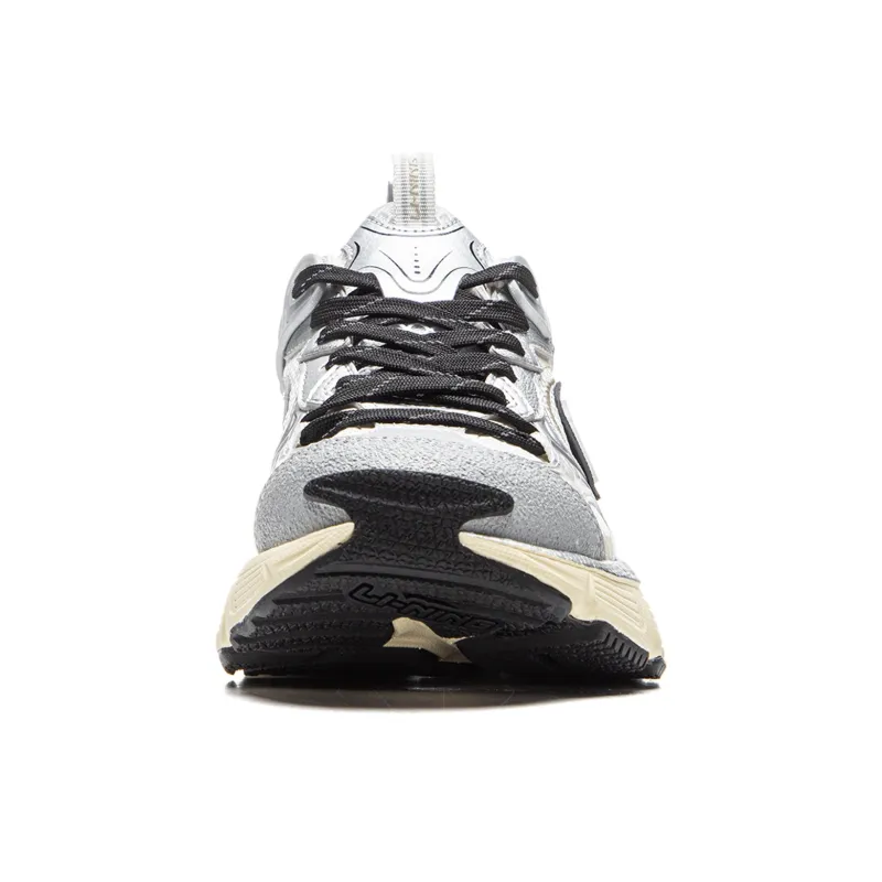LiNing Star Shock Absorbers Slip Resistant, Abrasion Resistant, Breathable Low Top Chunky Sneakers Women's Silver White-4