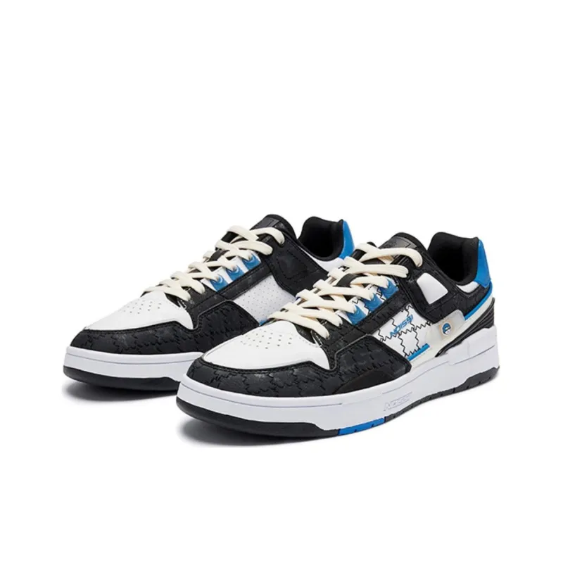 QIAODAN Non slip Lightweight Low Top Skateboard Shoes Men's Black Blue-2