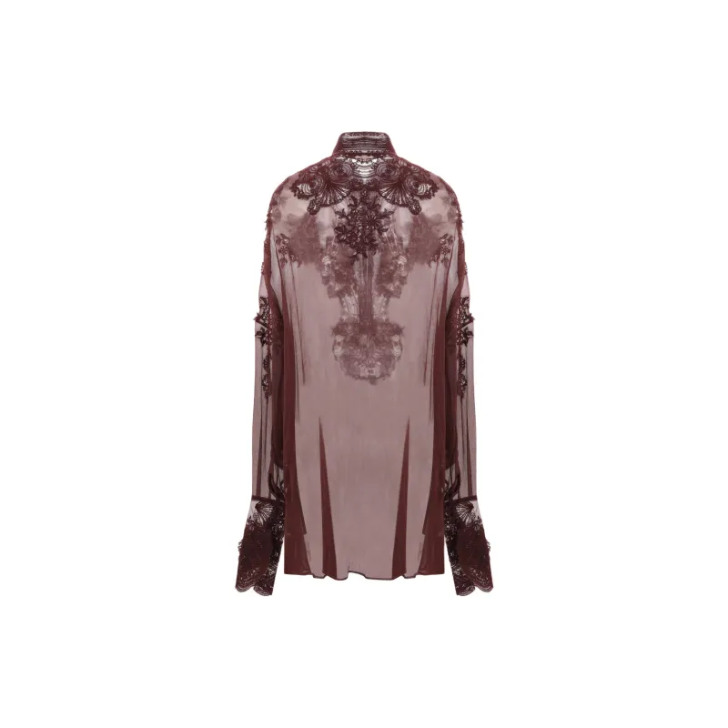 ERMANNO SCERVINO Floral-Applique Sheer Blouse-1