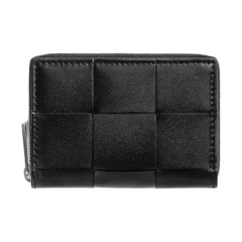Bottega Veneta Calfskin Coin Purse Men's Black & Parrot Green