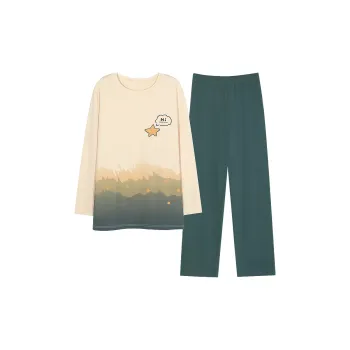 Montagut Pajama Set Autumn And Winter Season Unisex Two-Piece Set Image Color