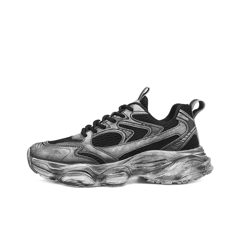 CEDAR HAN Chunky Sneakers Unisex Low Top White Black-12