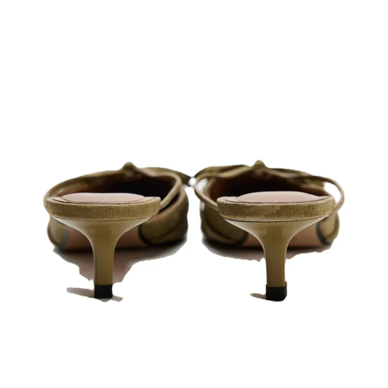 ZARA Wrap-toe Slippers Women's Green-4