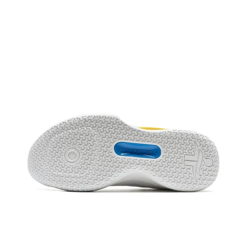 XTEP Anti-Slip Wear-Resistant Mid-Top Basketball Shoes Men's White Blue-5