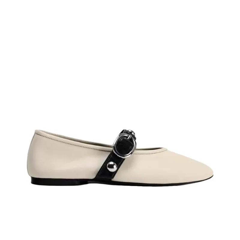ZARA Flat Mary Jane Shoes Women's Beige-1