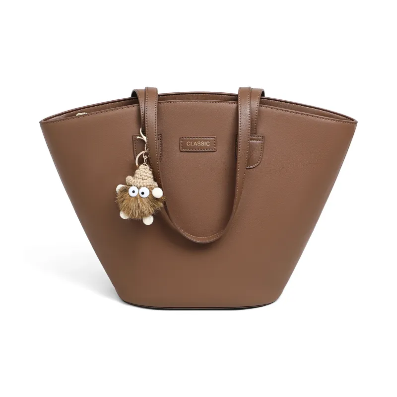 COMELY Cow Leather With Synthetic Leather Shoulder Bag, Tote, Handbag, Shopping Bag Regular Women's Brown-2