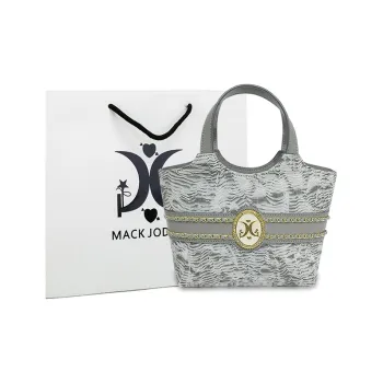 MACK JODAER Synthetic Leather Handbag Regular Women's Lightweight Gray Yarn