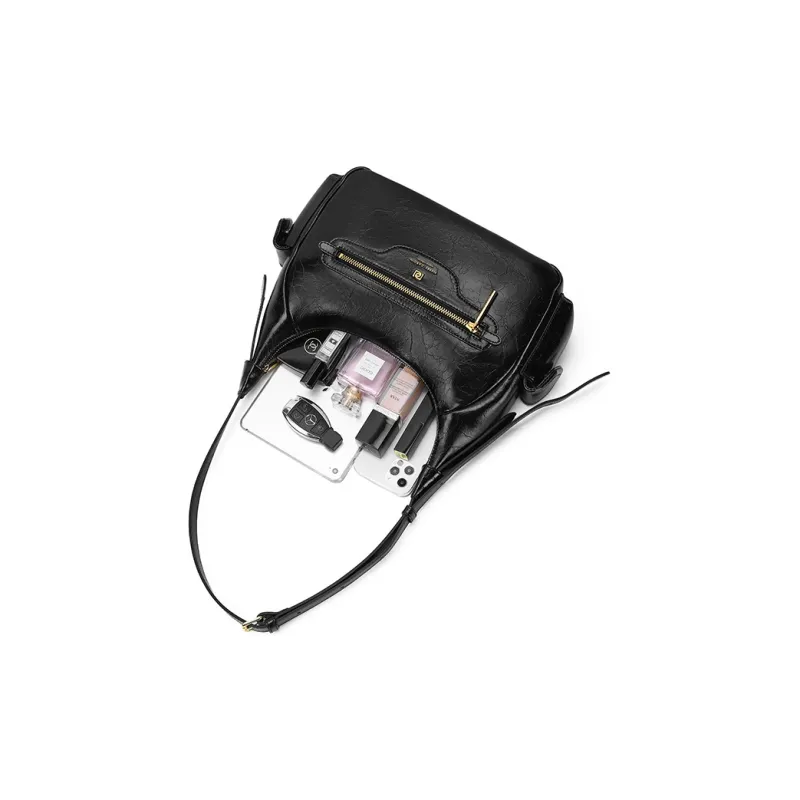 PIERRE CARDIN Cow Leather Crossbody Bag, Shoulder Bag Regular Women's Black/Brown/Chocolate-5