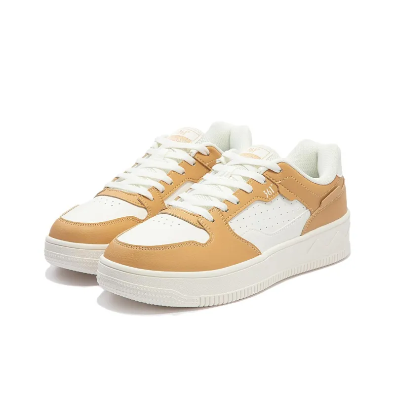 361° Slip Resistant Cushioning Abrasion Resistant Low Top Skateboard Shoes Men's White Yellow-3