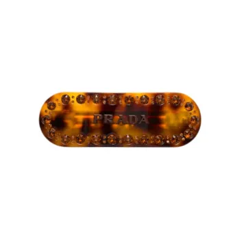 PRADA Metal, Resin, Glass, Faux Crystal Hair Clips Women's Tortoiseshell