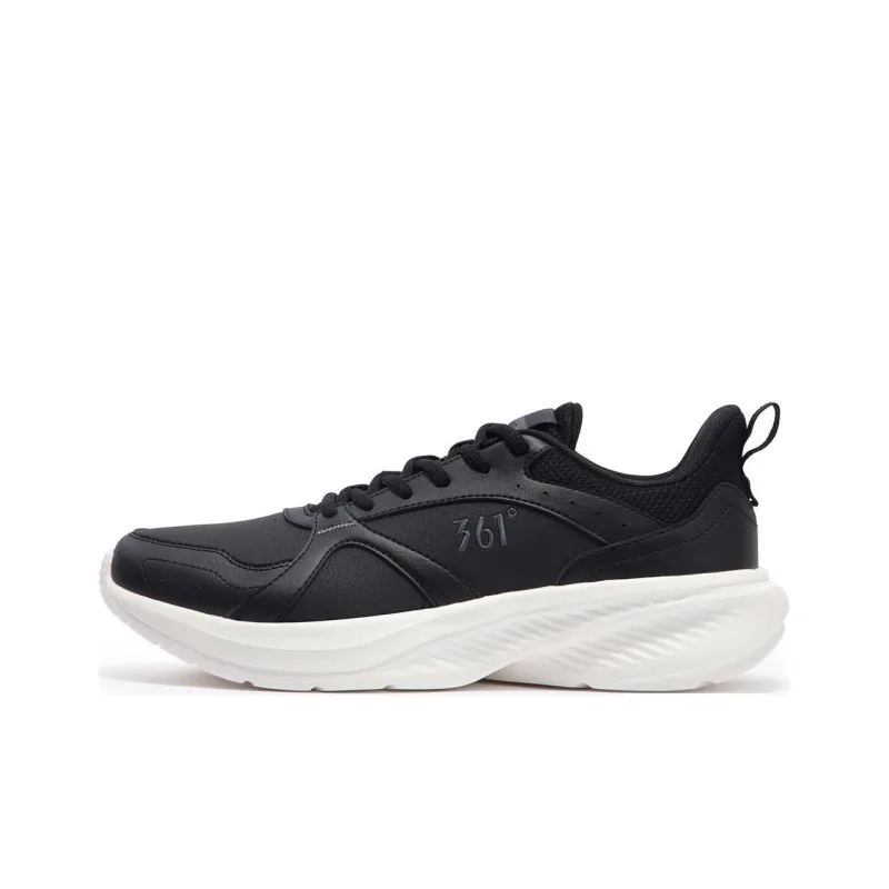 361° Cushioned Slip-Resistant Low-Top Casual Running Shoes Men's Black White-0
