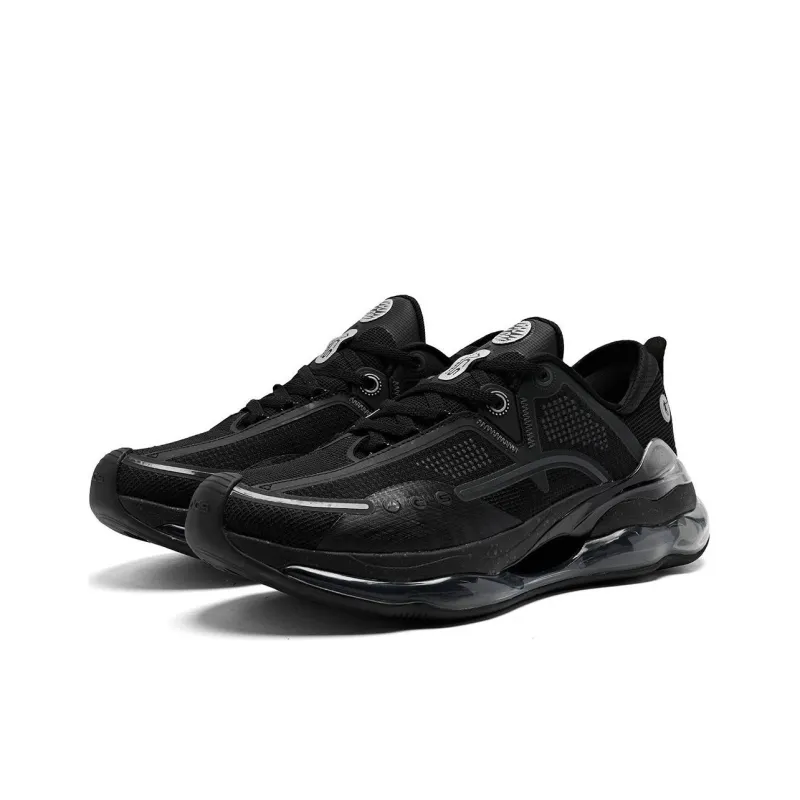 QIAODAN Cushioned Slip Resistant Low Top Casual Running Shoes Men's Black Silver-2