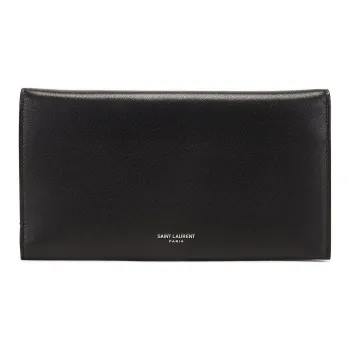 SAINT LAURENT Grain Leather Wallet Women's Black