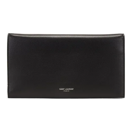 SAINT LAURENT Grain Leather Wallet Women's Black