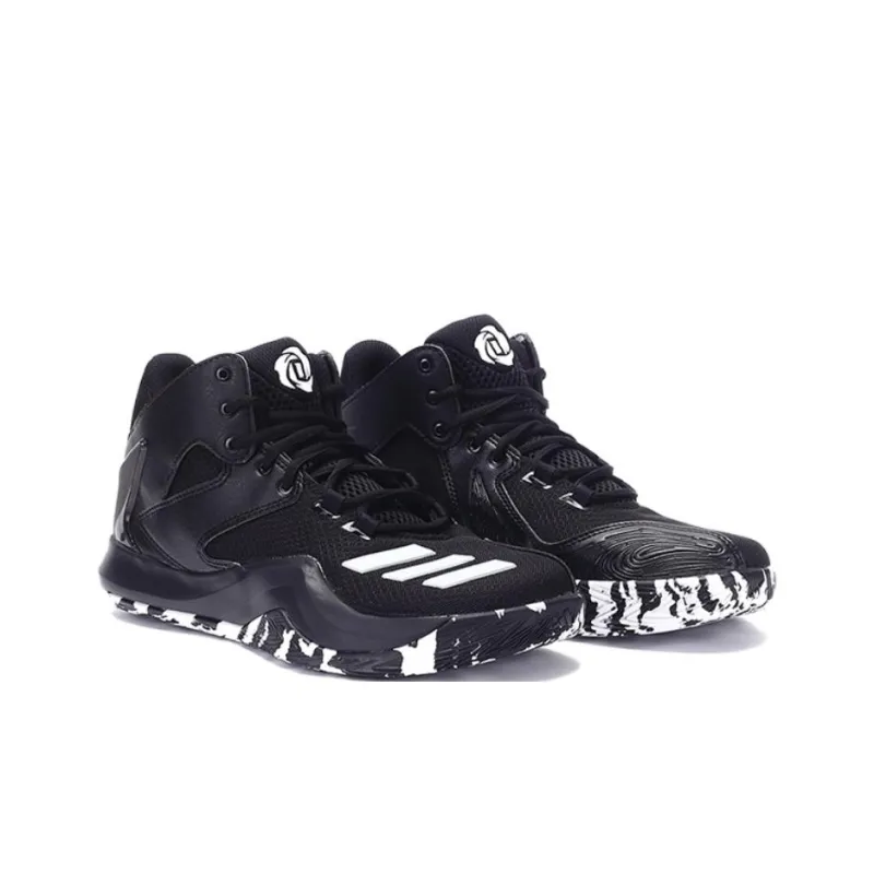 Adidas D Rose 773 Anti-Slip Wear-Resistant Mid-Top Basketball Shoes Men's Black White-1