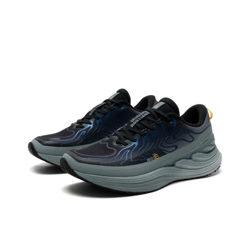 XTEP Anti Slip Wear Resistant Low Top Casual Running Shoes Men's Black Blue Gray-1